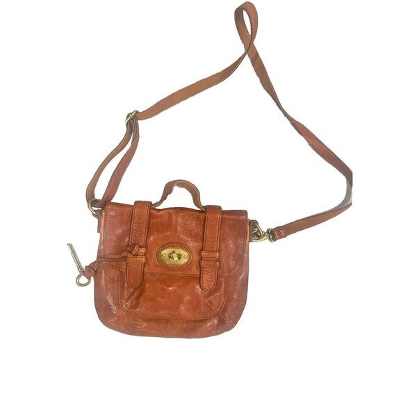 Fossil Maddox Leather Top handle 2 way Brown Messenger Crossbody Bag EUC Clean - Picture 1 of 11